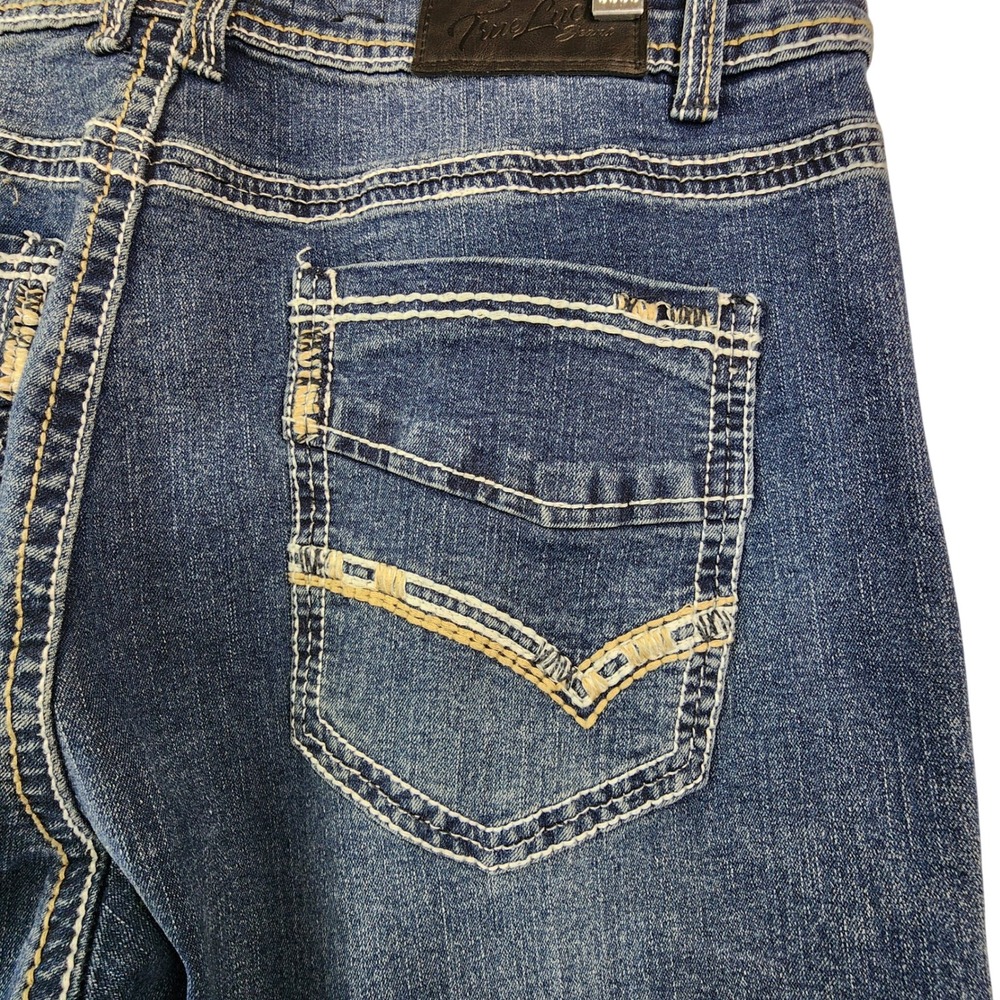 True Luck 36x30 Blue Jean Straight Leg Y2K Skater Streetwear Grunge Western Work - Picture 9 of 10